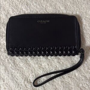 Coach Black Wristlet with Stud Accents